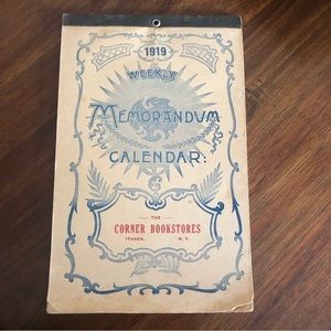 Vintage Weekly Calendar 1919